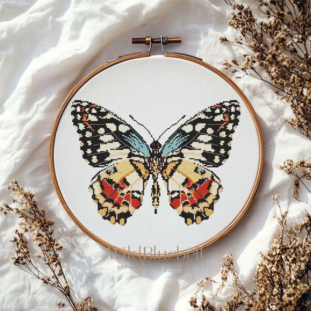 Большая бабочка. Электронная схема вышивки крестиком