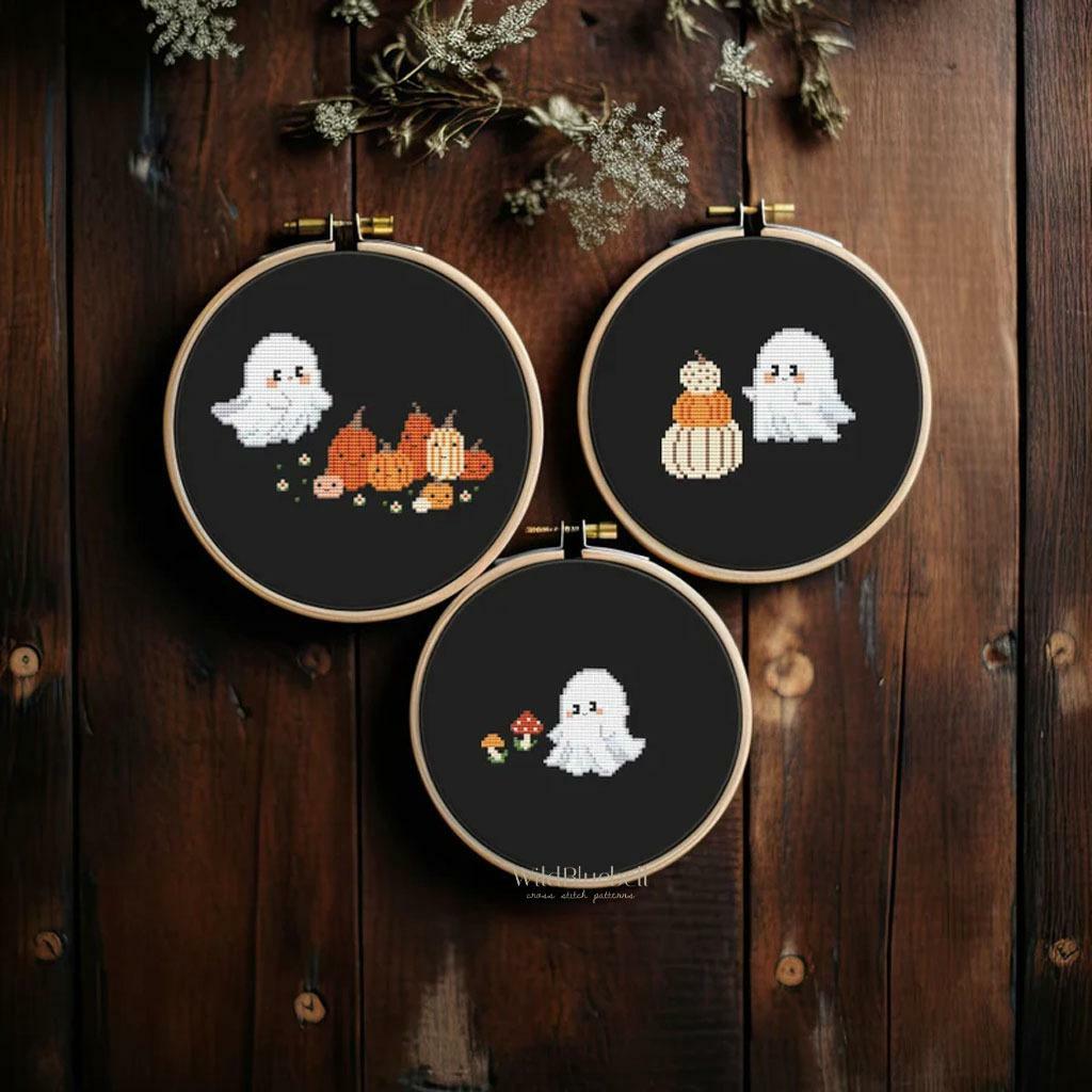 Три привидения. Электронная схема вышивки крестиком