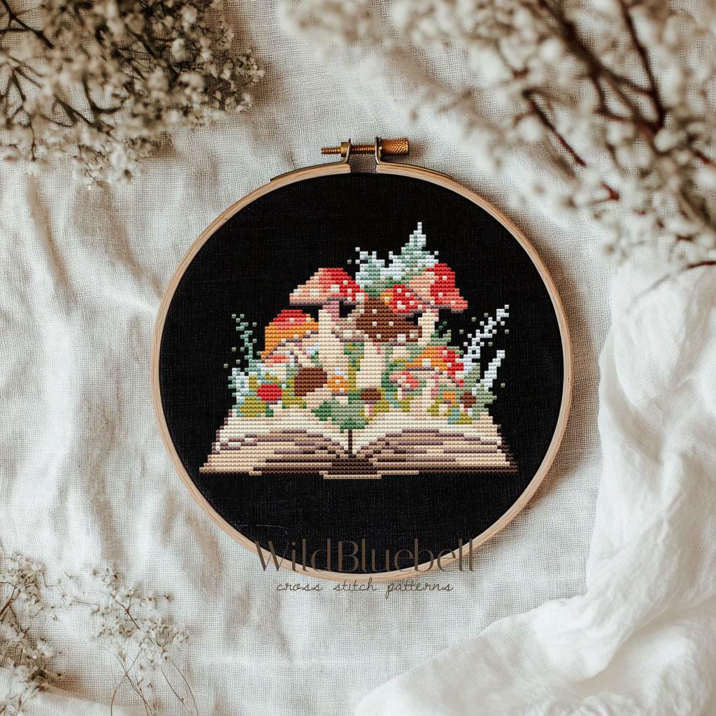 Грибной фолиант. Электронная схема вышивки крестиком