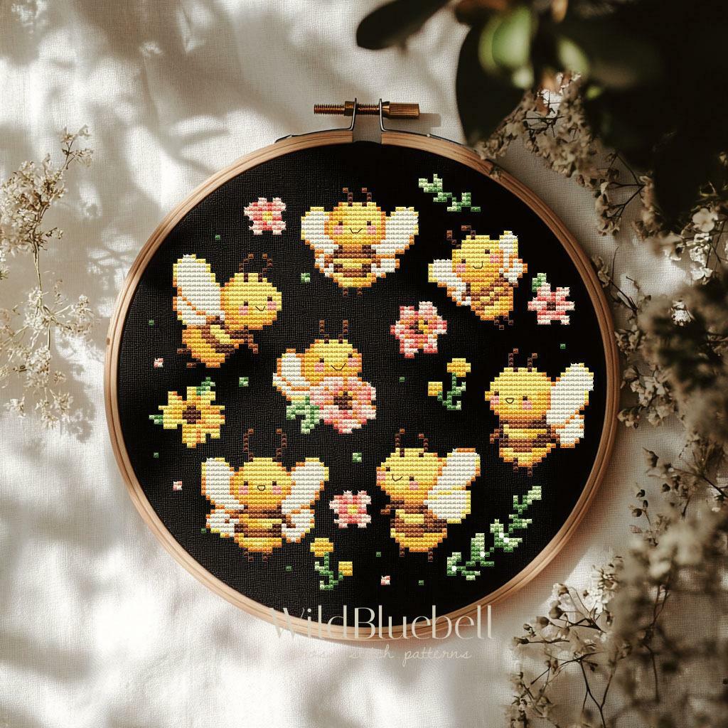 Весенний рой. Электронная схема вышивки крестиком