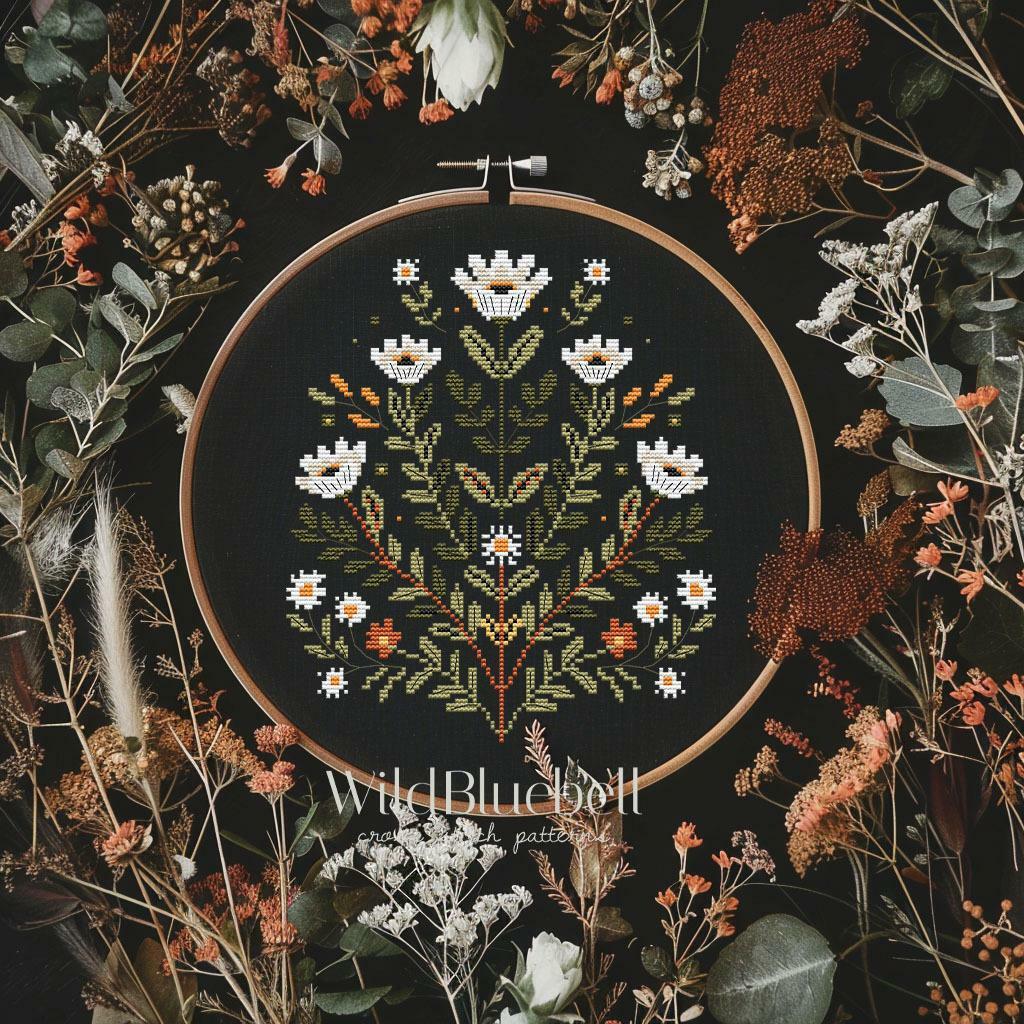 Тысячелистник луговой. Электронная схема вышивки крестиком