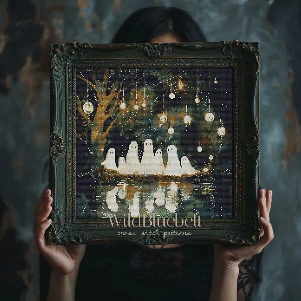 Призрачный пруд. Электронная схема вышивки крестиком