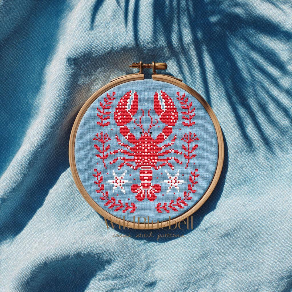 Лобстер. Электронная схема вышивки крестиком