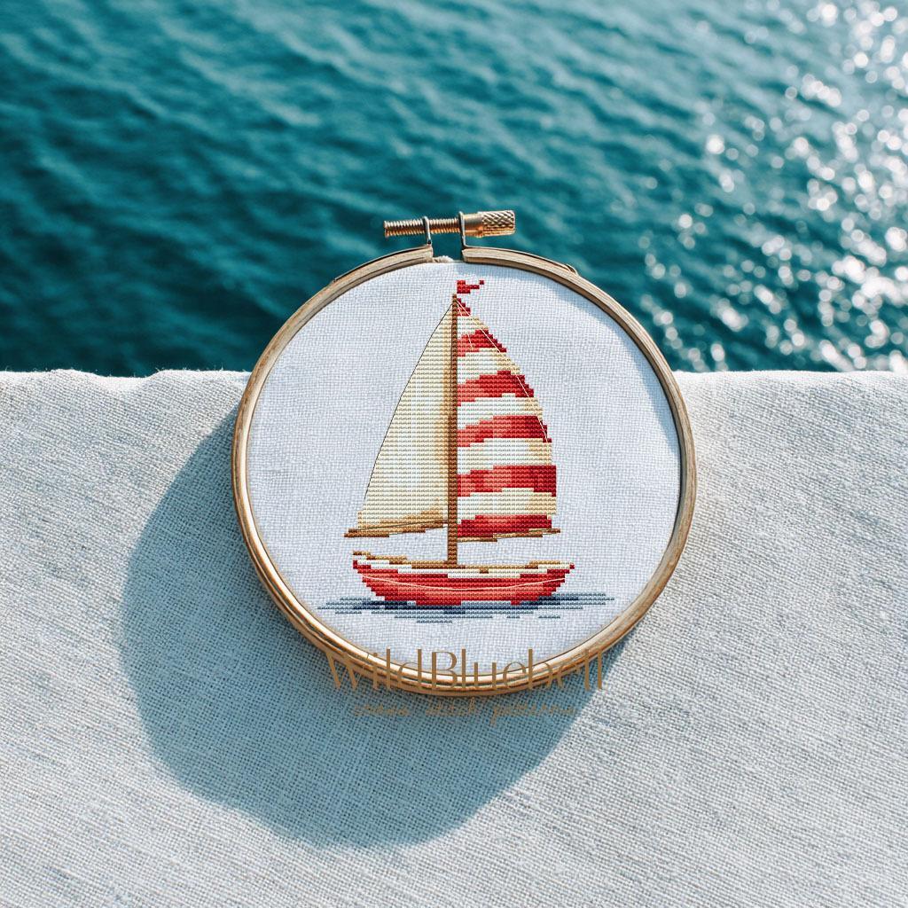 По волнам. Электронная схема вышивки крестиком