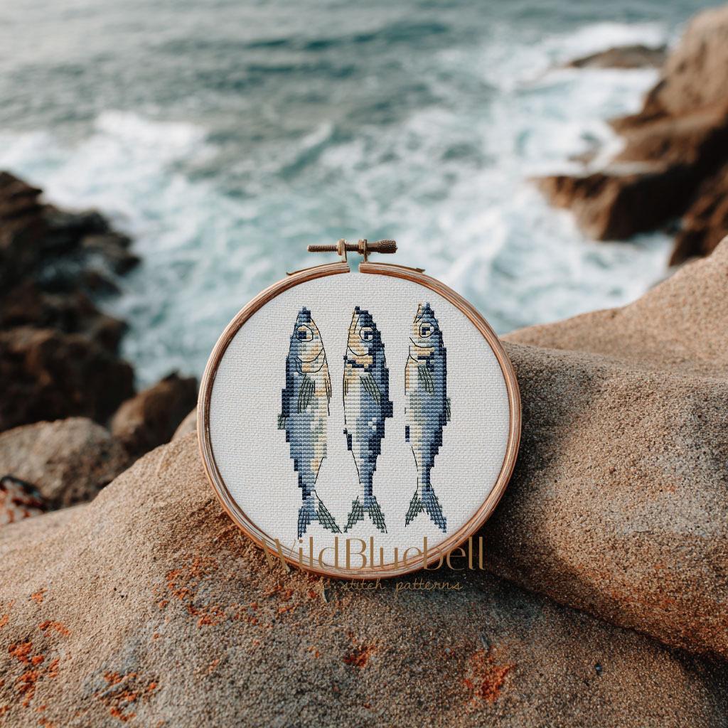 Сардины. Электронная схема вышивки крестиком