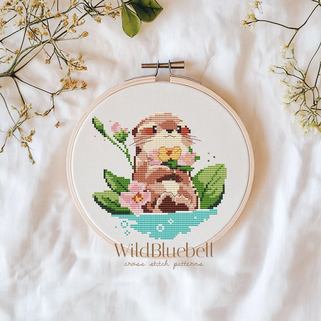 Выдра летняя. Электронная схема вышивки крестиком