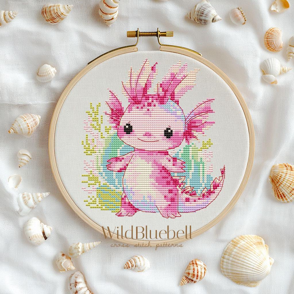 Аксолотль. Электронная схема вышивки крестиком