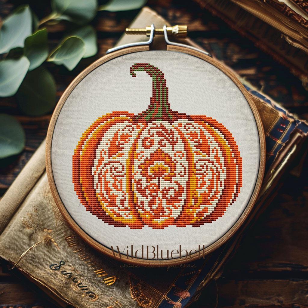 Тыквенное кружево. Электронная схема вышивки крестиком