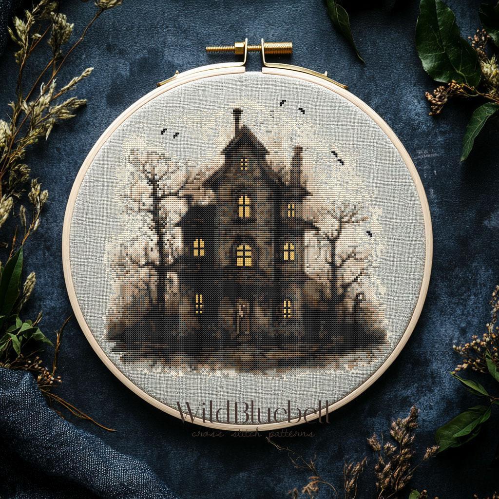 Вечер в доме с привидениями. Электронная схема вышивки крестиком