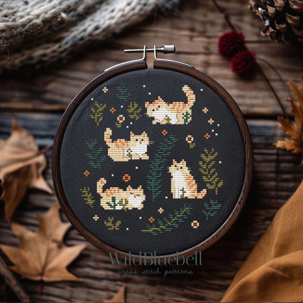 Мурлыкают. Электронная схема вышивки крестиком