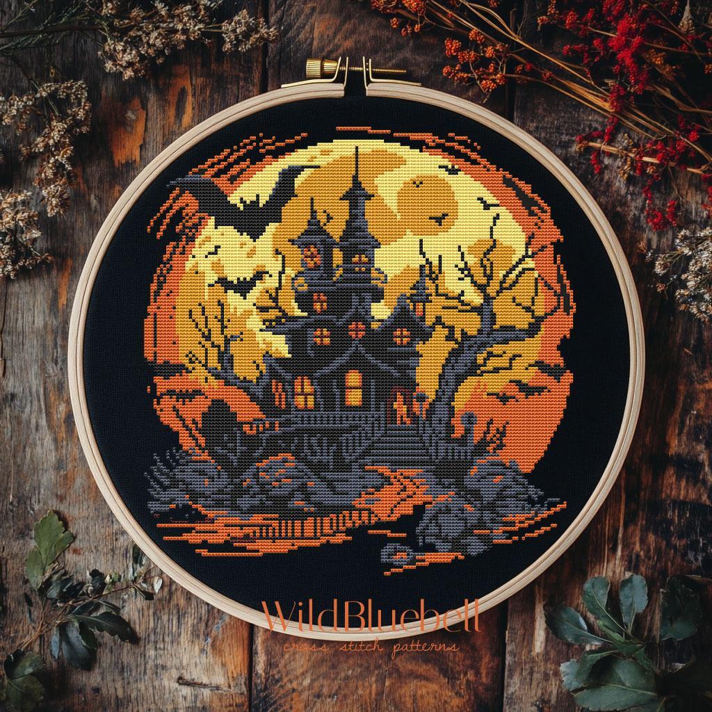 Дом с привидениями. Электронная схема вышивки крестиком