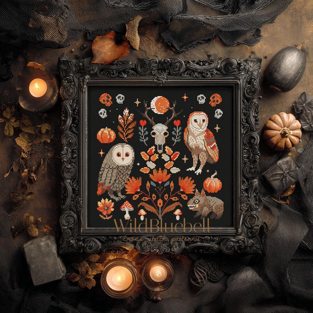 Тени осеннего леса. Электронная схема вышивки крестиком