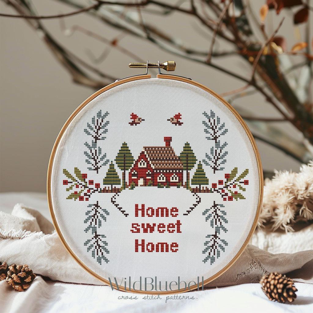 Дом среди елей. Электронная схема вышивки крестиком