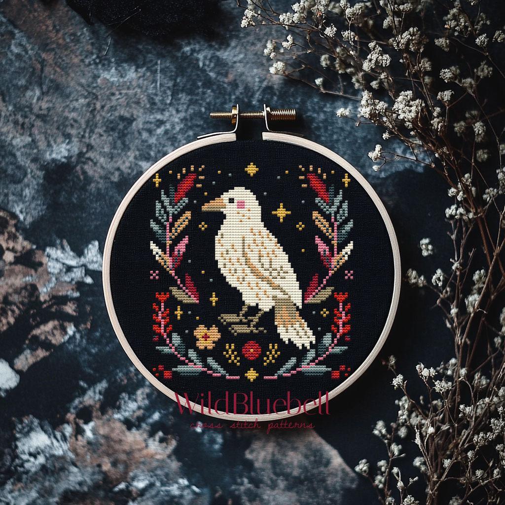 Белое крыло. Электронная схема вышивки крестиком
