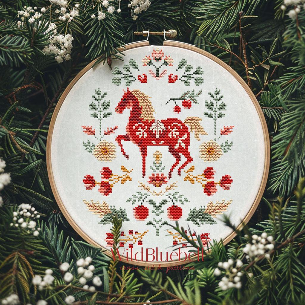 Конь из Макошиной долины. Электронная схема вышивки крестиком