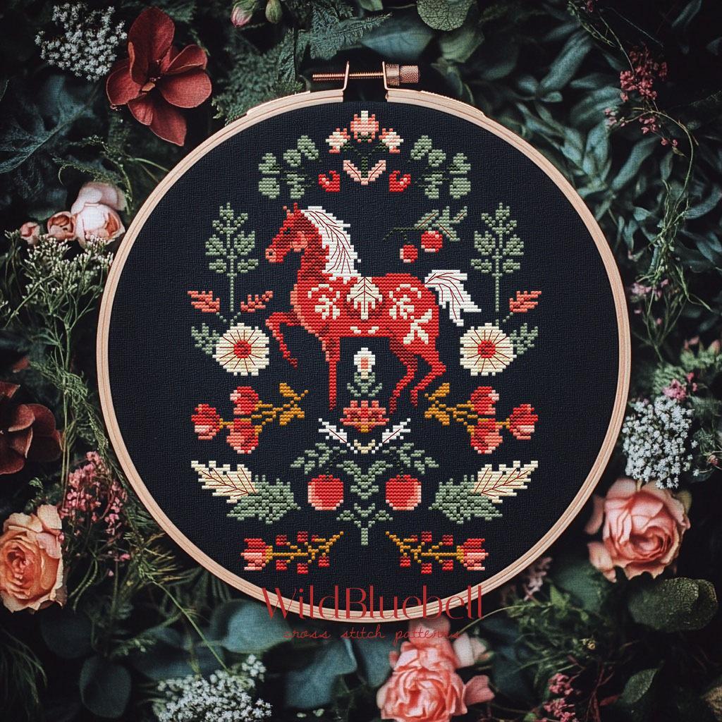 Конь из Макошиной долины. Электронная схема вышивки крестиком