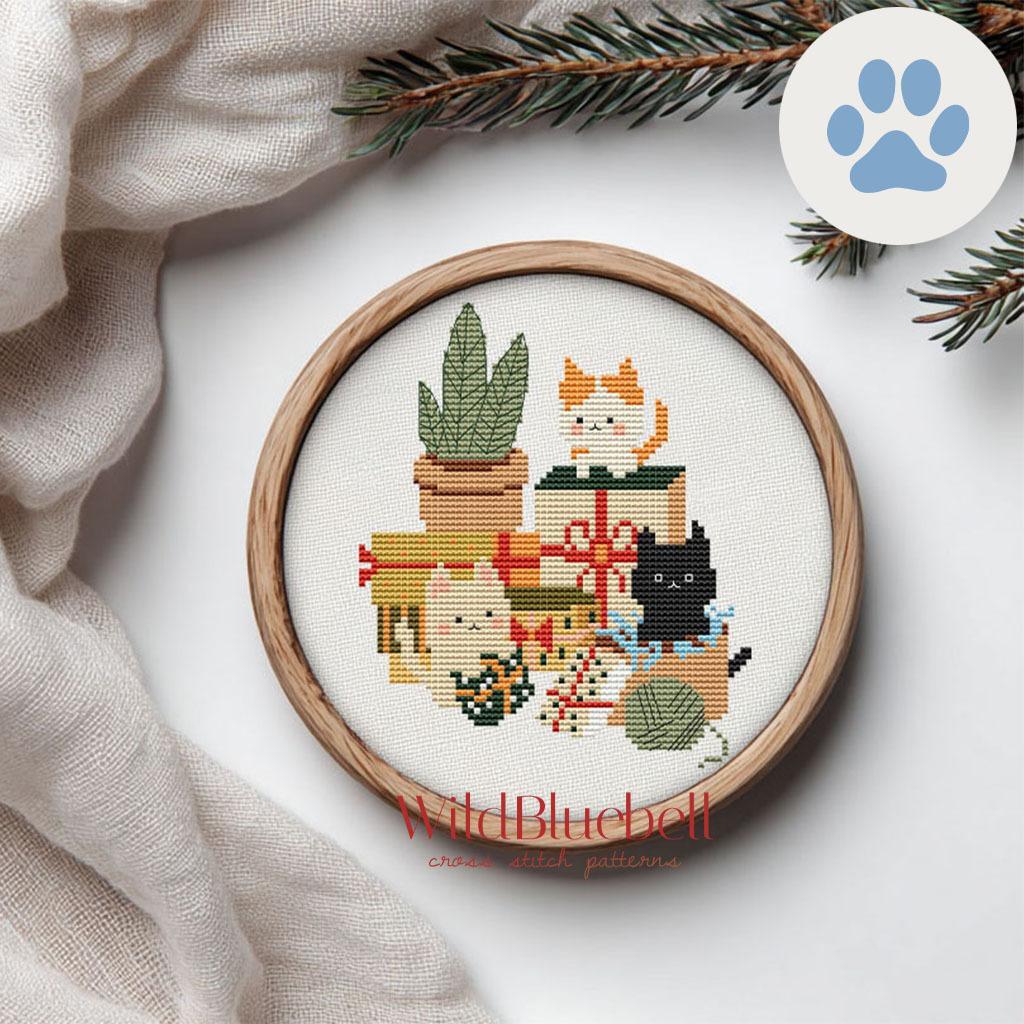 Праздничные коробки. Электронная схема вышивки крестиком