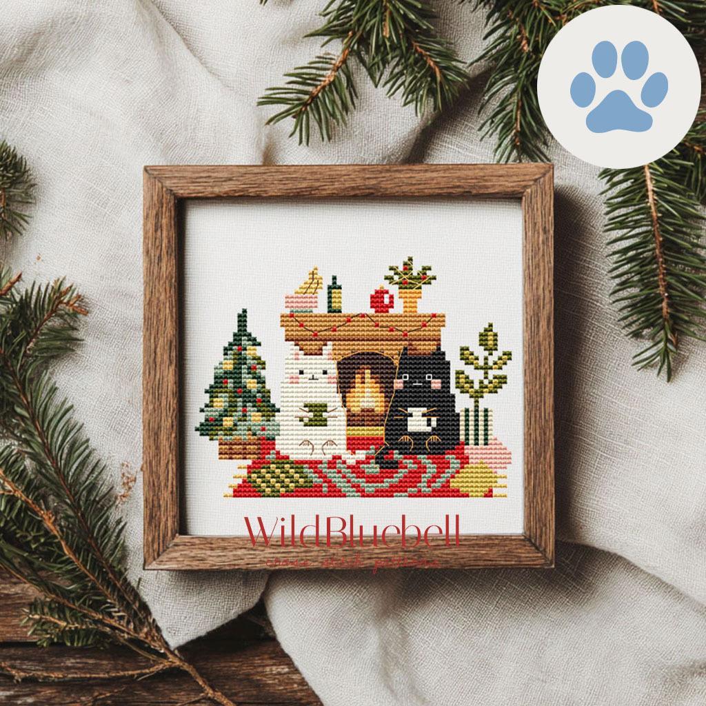 Вечер у камина. Электронная схема вышивки крестиком