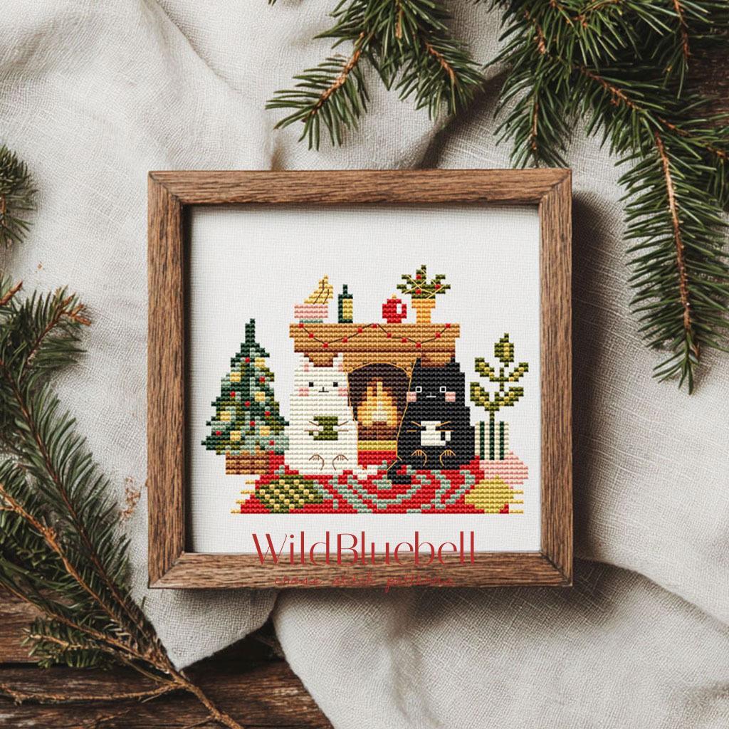 Вечер у камина. Электронная схема вышивки крестиком