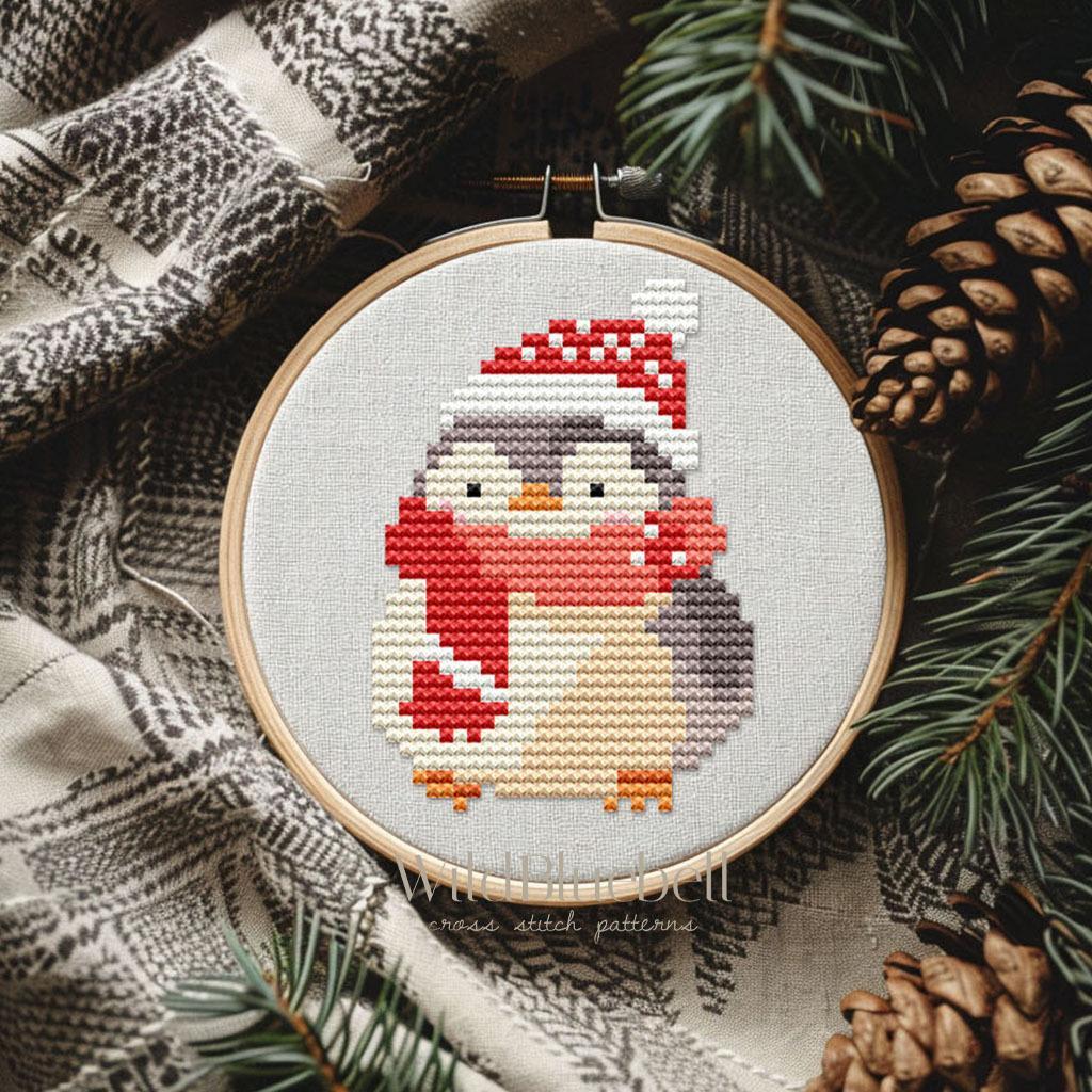 Пингвин. Электронная схема вышивки крестиком