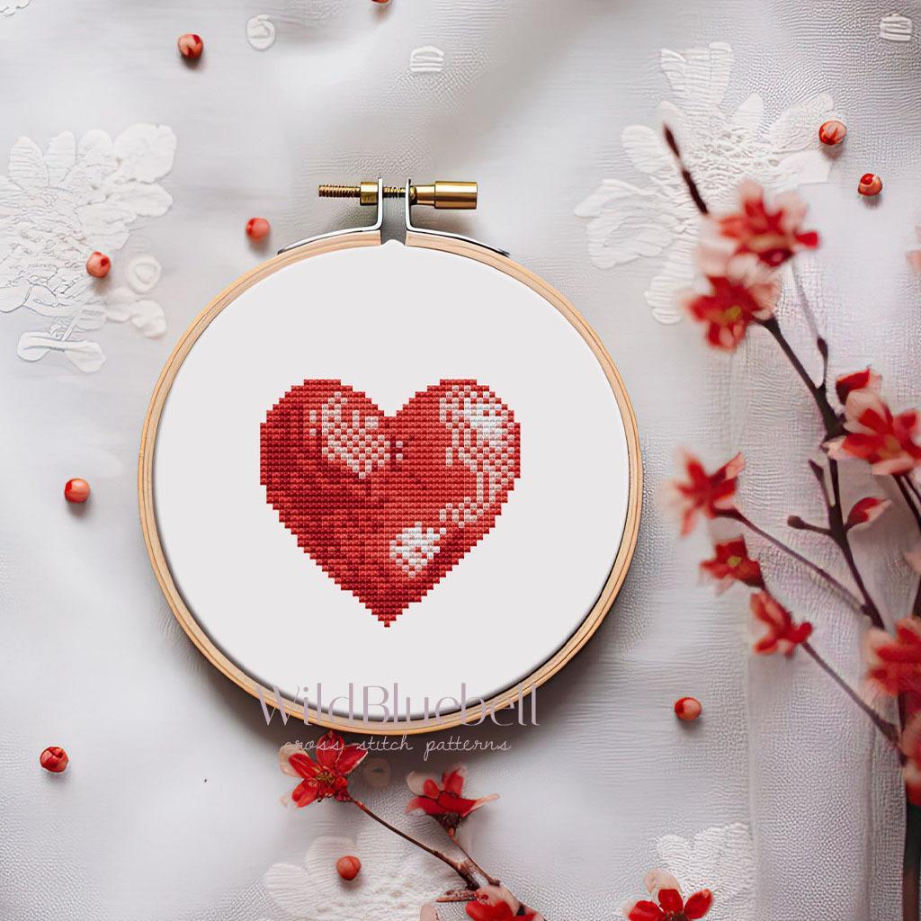 Сердце. Электронная схема вышивки крестиком