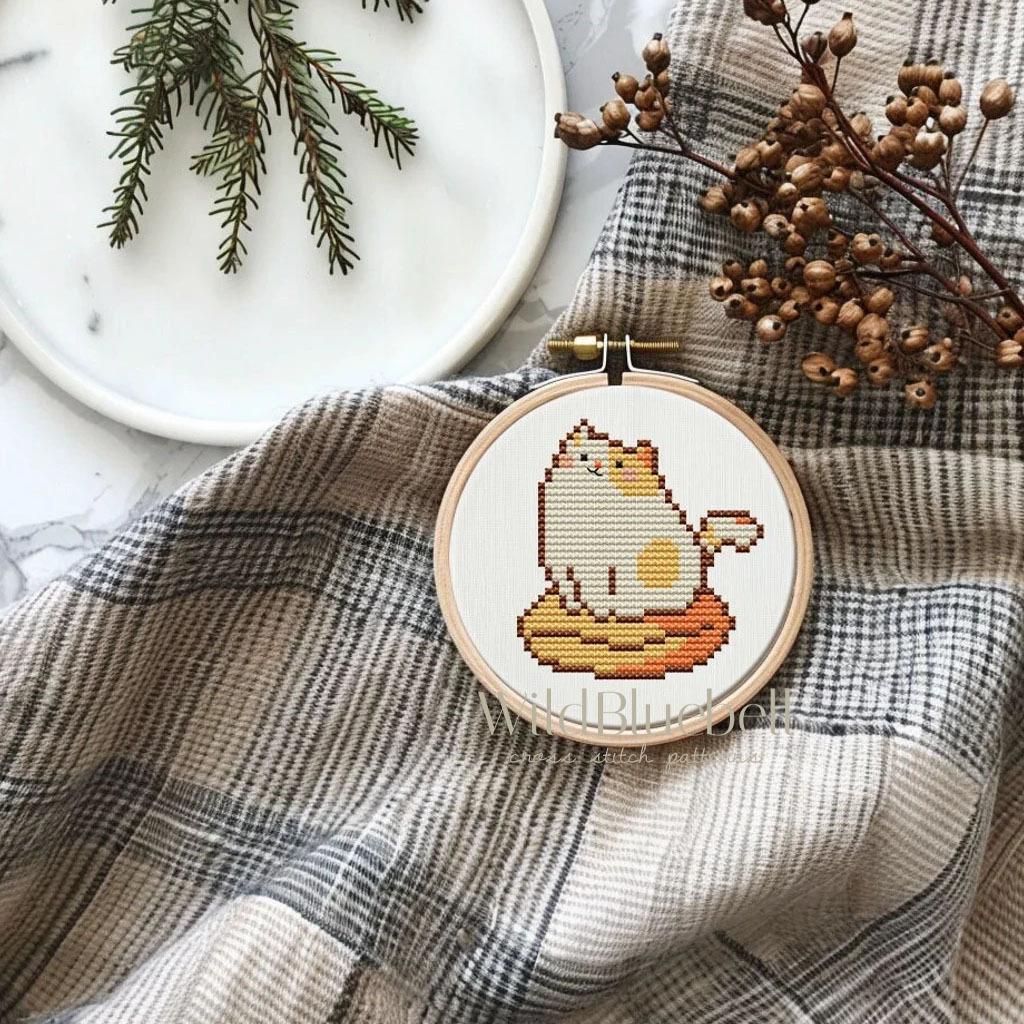 Кот на подушке. Электронная схема вышивки крестиком