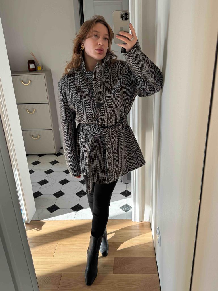 Полупальто в елочку