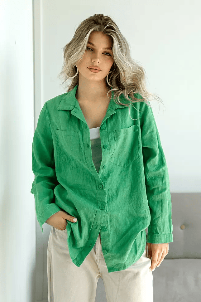 Рубашка ярко - зеленая