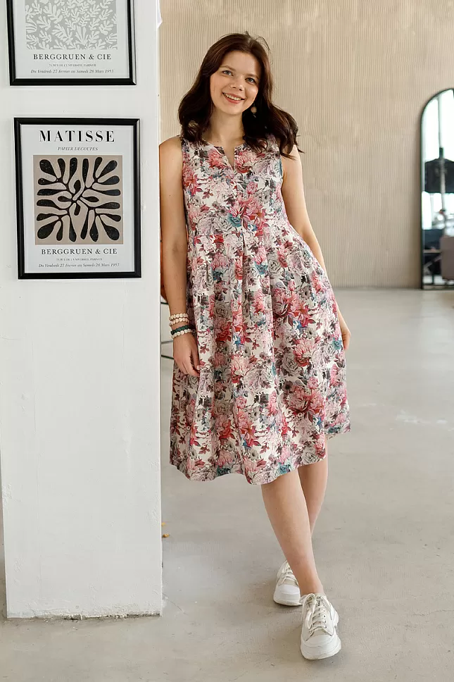 Платье лен с принтом