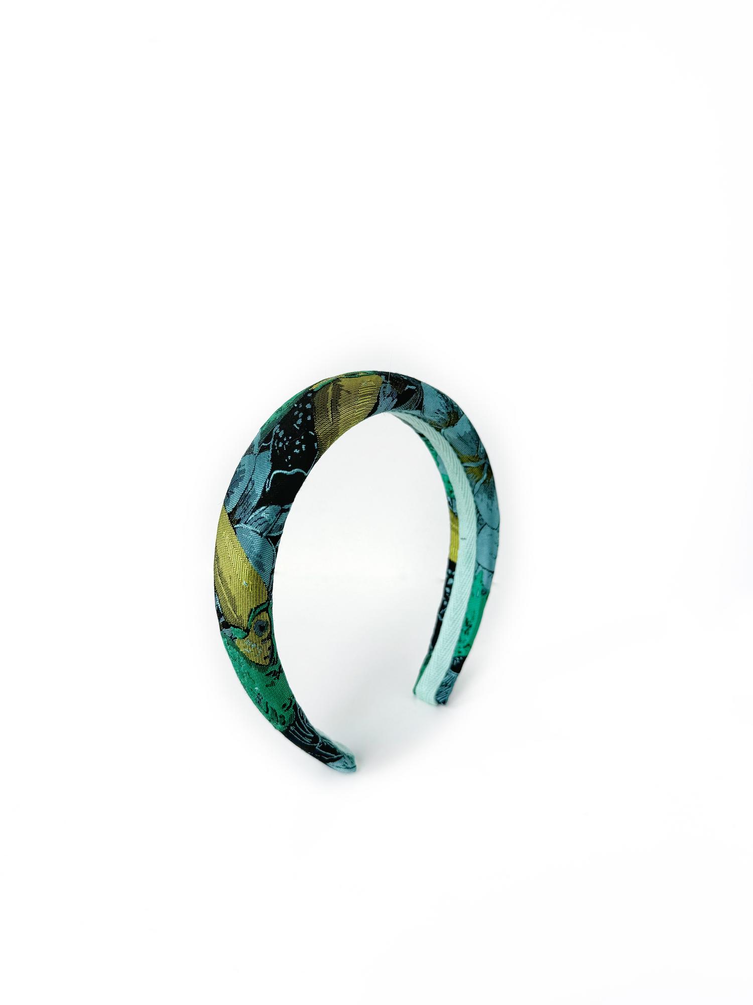 Ободок круглый из итальянского жаккарда с туканами