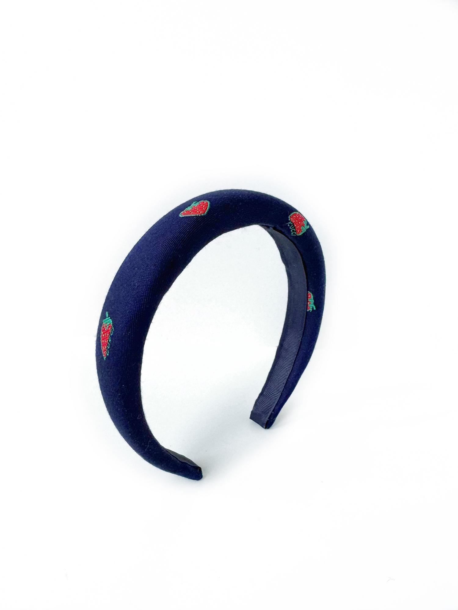 Ободок круглый из жаккарда Gucci с клубничками