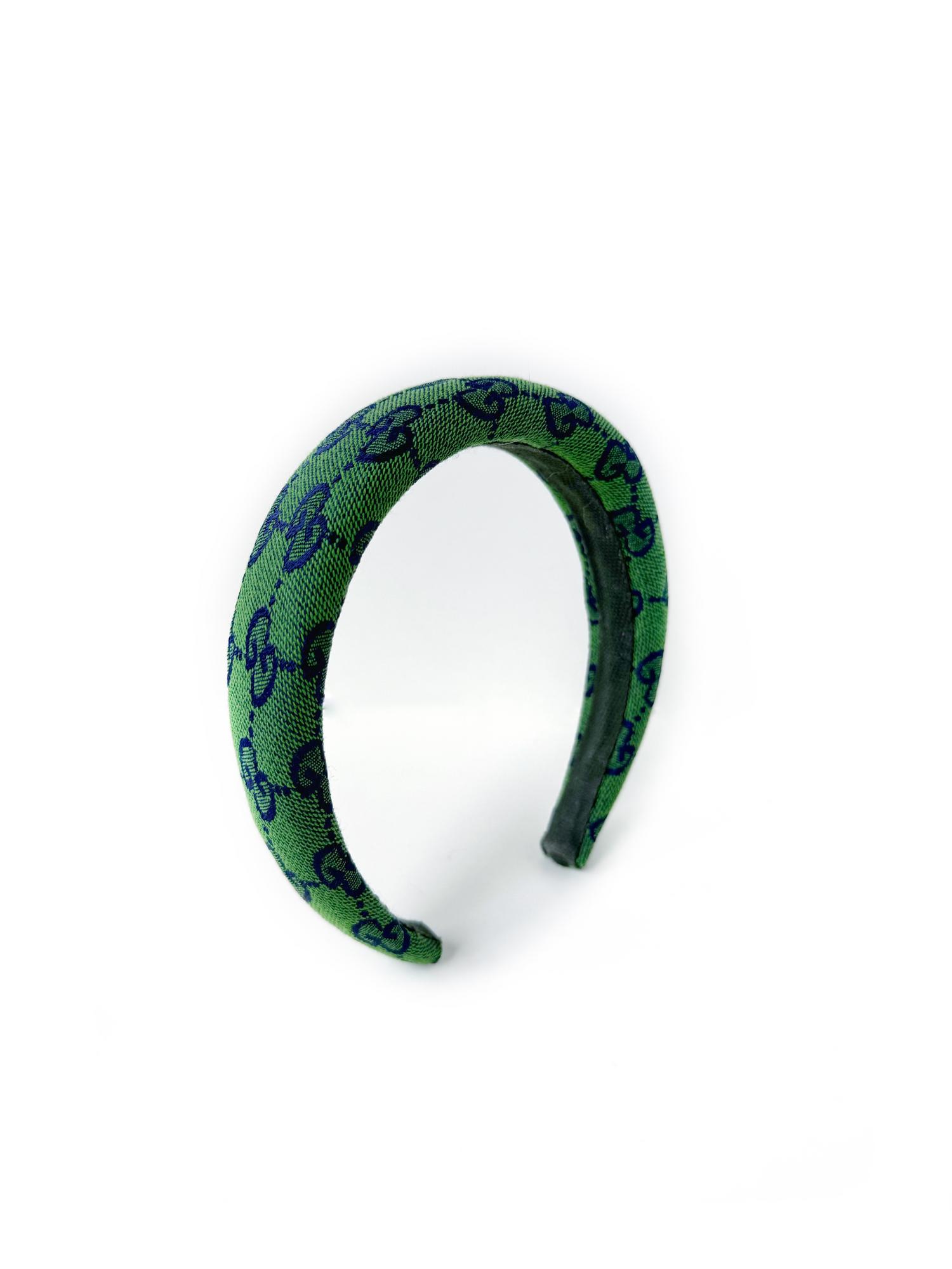 Ободок круглый из жаккарда Gucci зеленый