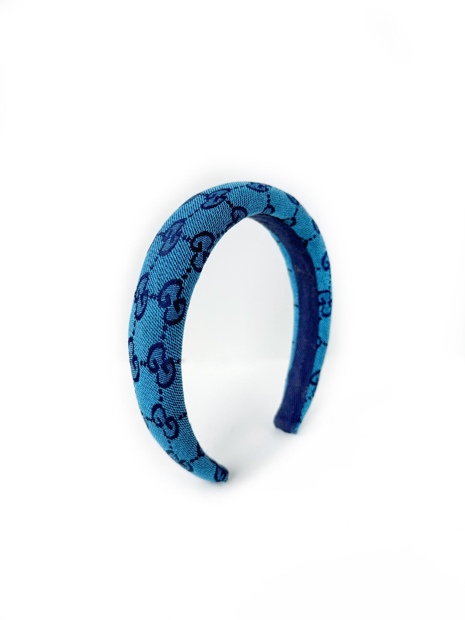 Ободок круглый из жаккарда Gucci синий
