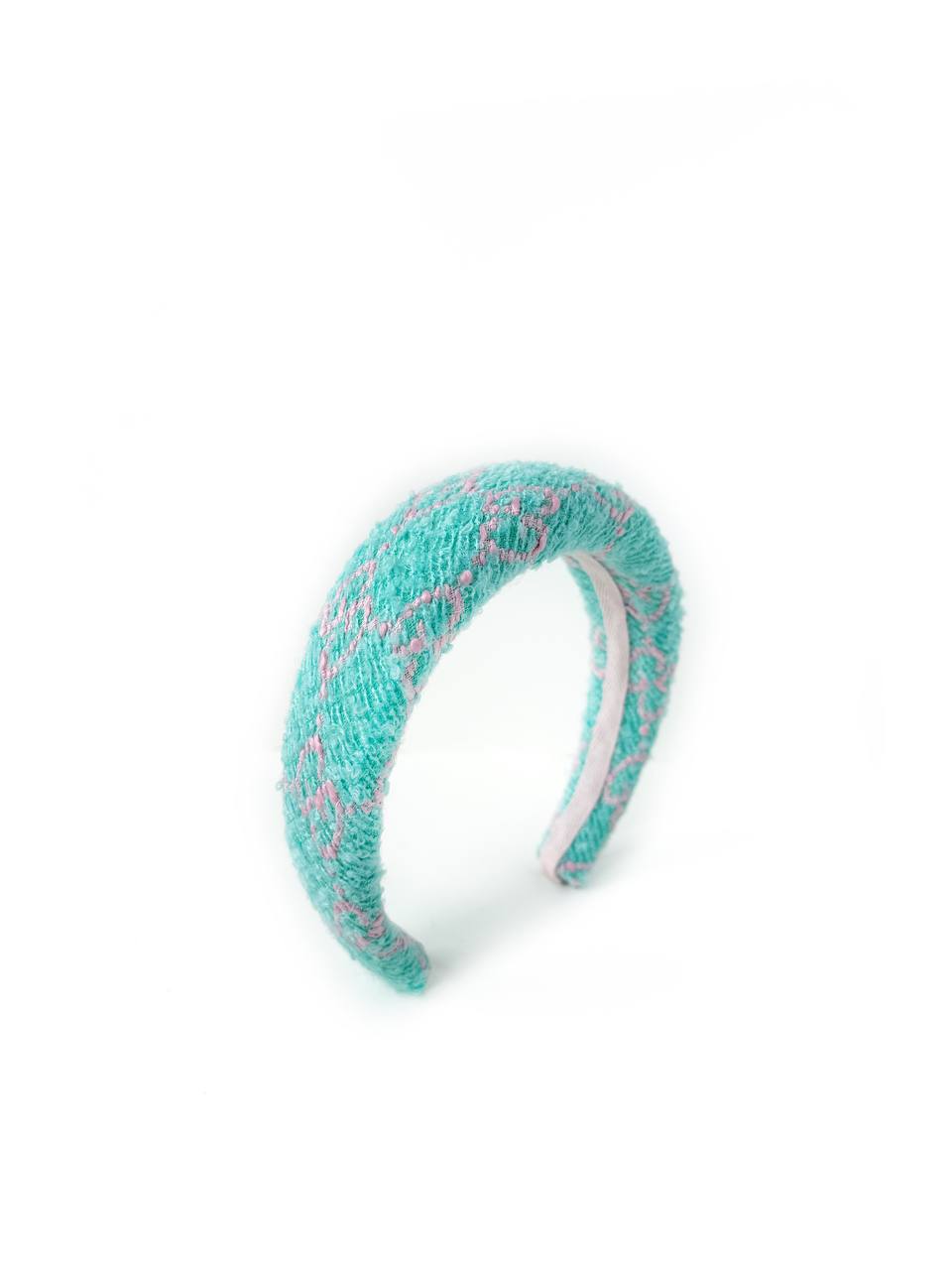 Ободок круглый из твида Gucci мятный