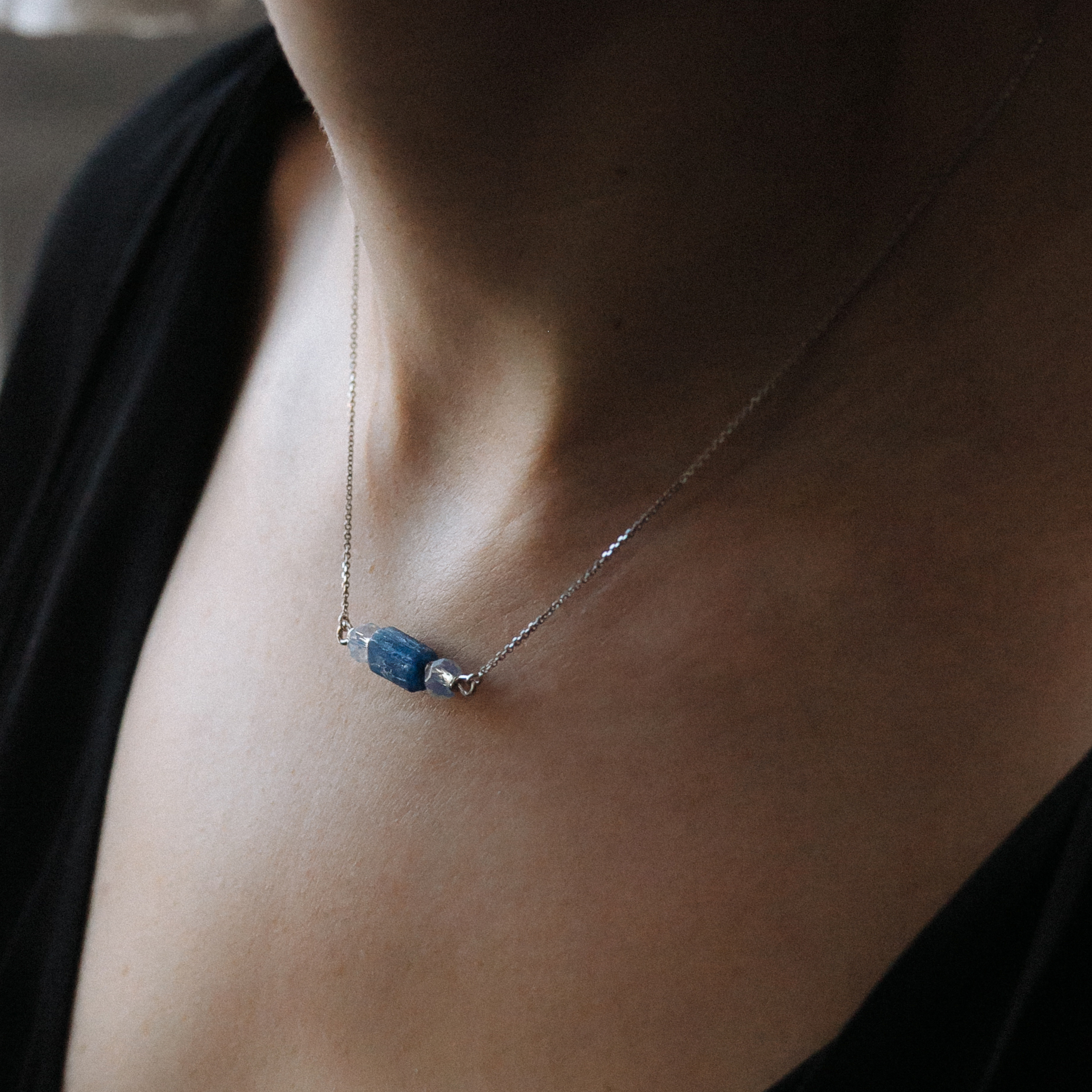 Necklace Kyanite and Moonstone