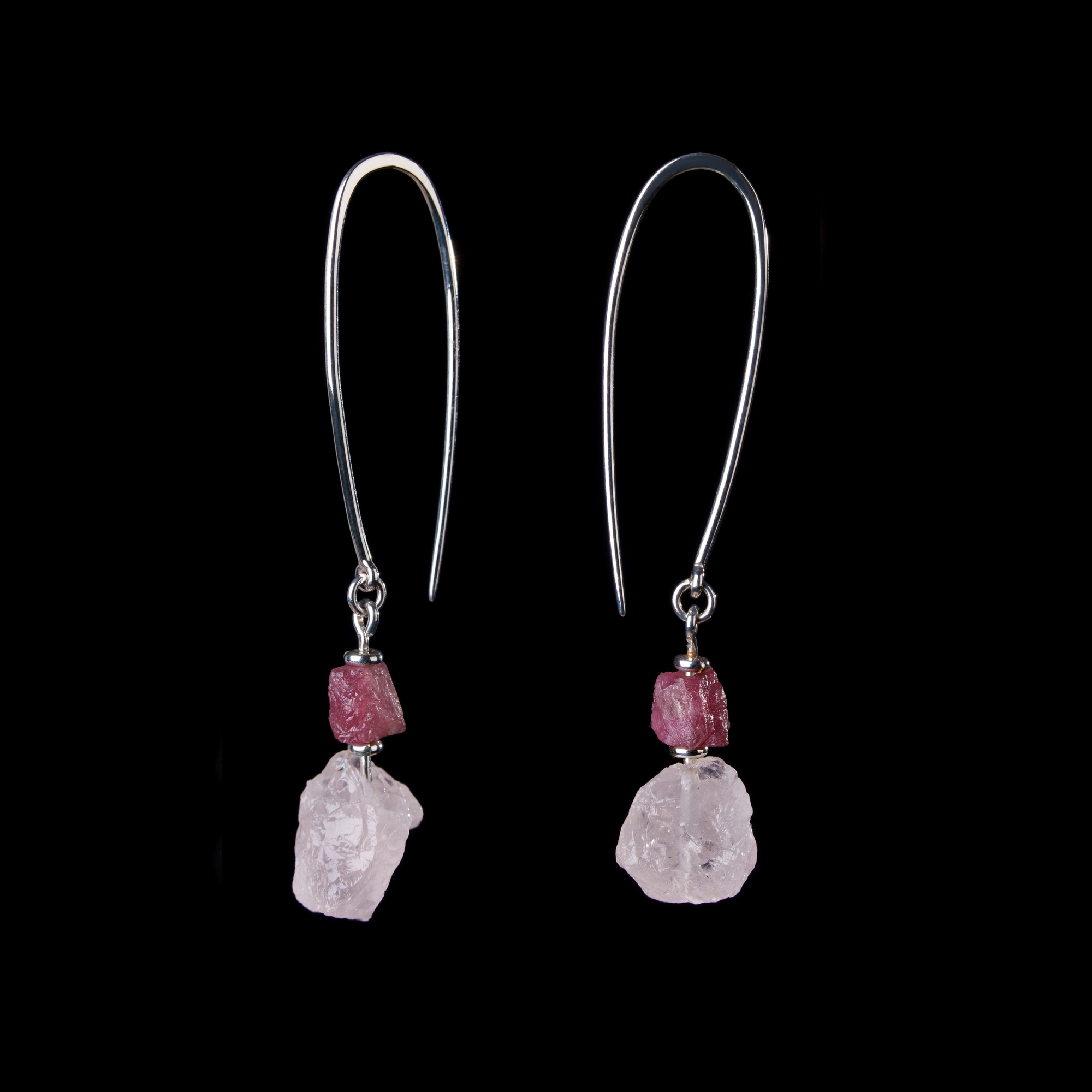 Earrings Rose Quartz and Tourmaline