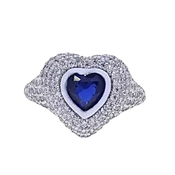 Кольцо на мизинец "СЕРДЦЕ" синее