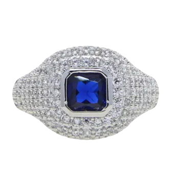 Кольцо на мизинец "КВАДРАТ" синее