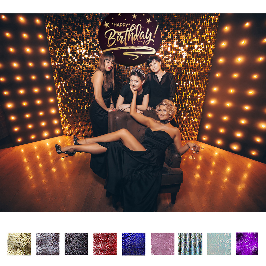 Мерцающая фотозона с лампочками на день рождения