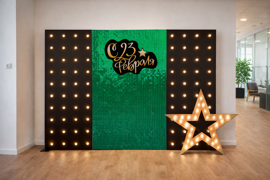 Фотозона на 23 февраля с лампочками