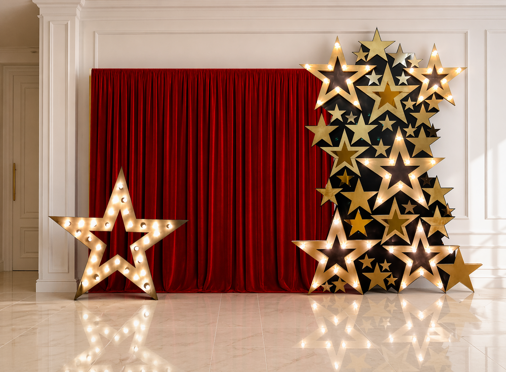 Звездная фотозона с тканью на день рождения