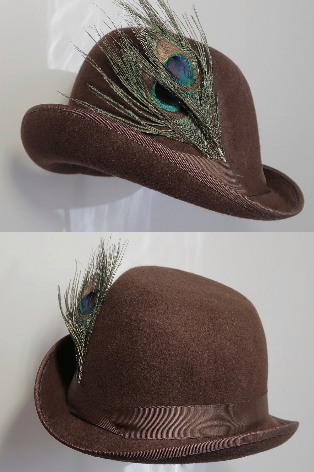 Коричневая женская шляпа с маленькими полями