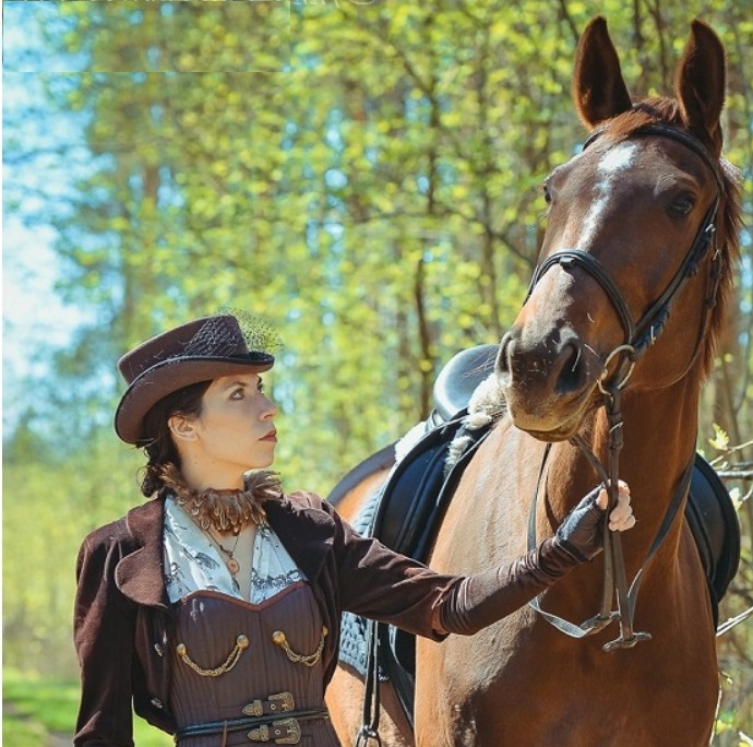 Коричневая шляпа цилиндр для верховой езды