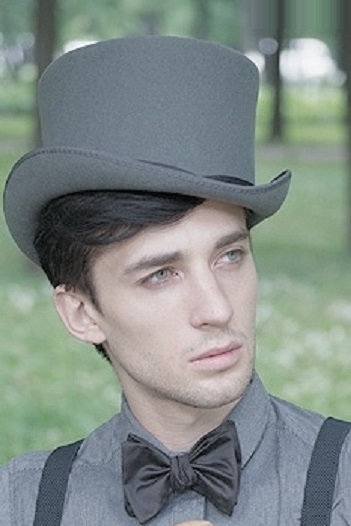 Серый мужской цилиндр фетровая шляпа