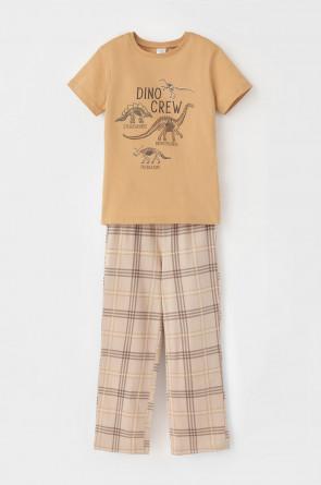 Пижама Crockid-темно-бежевый,клетка