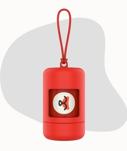 Диспенсер для пакетов для выгула собак красный