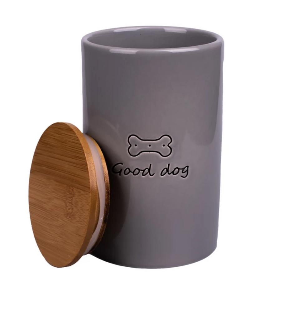 Бокс Mr.Kranch керамический для хранения корма для собак GOOD DOG 850 мл серый