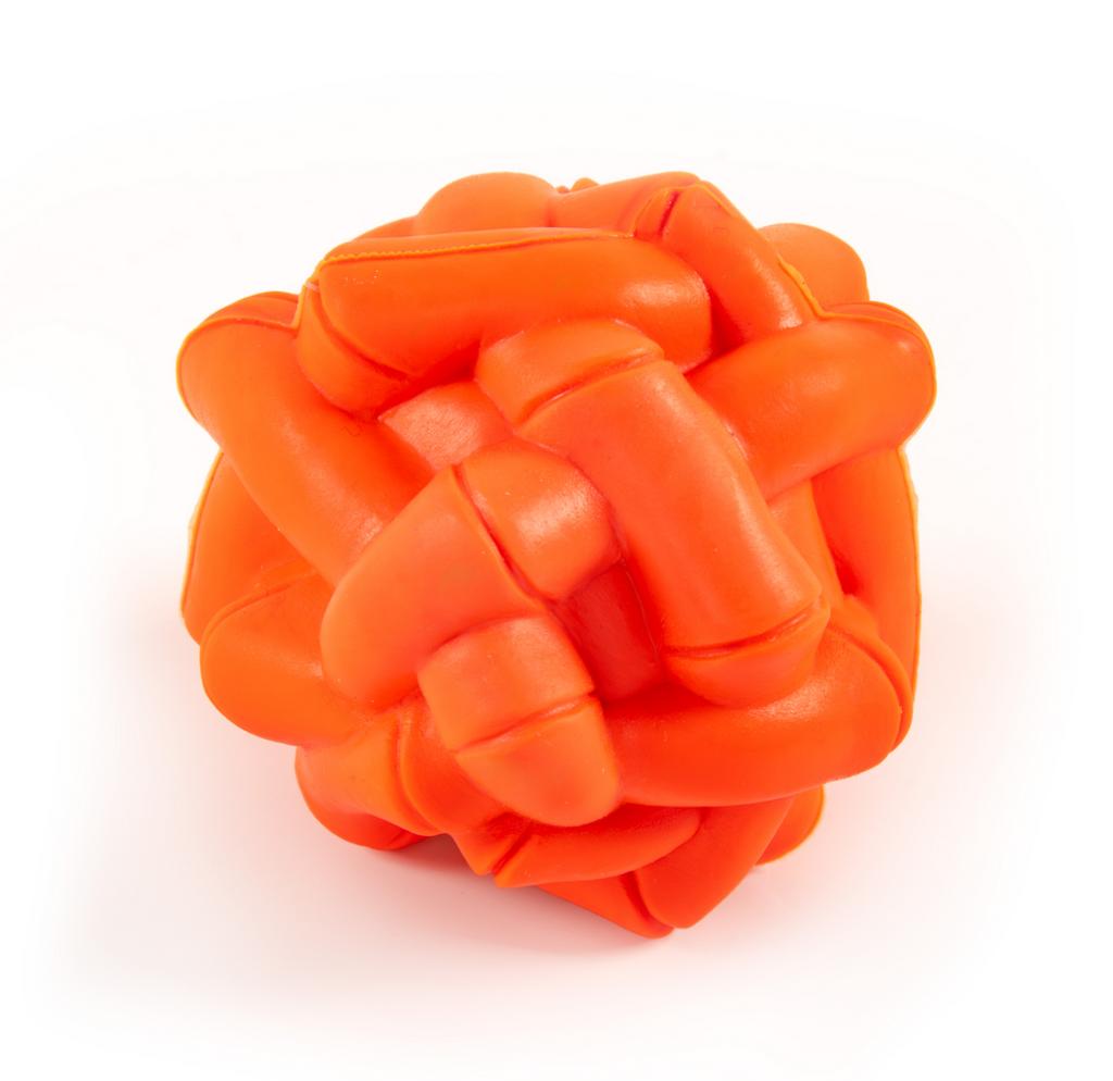 SkyRus Игрушка для собак резиновая "Бамбук", оранжевая, 6.5х6.5х6.5см