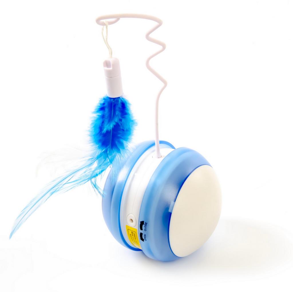 SkyRus Игрушка для кошек интерактивная с лазером "Moving Ball", голубая + батарейки