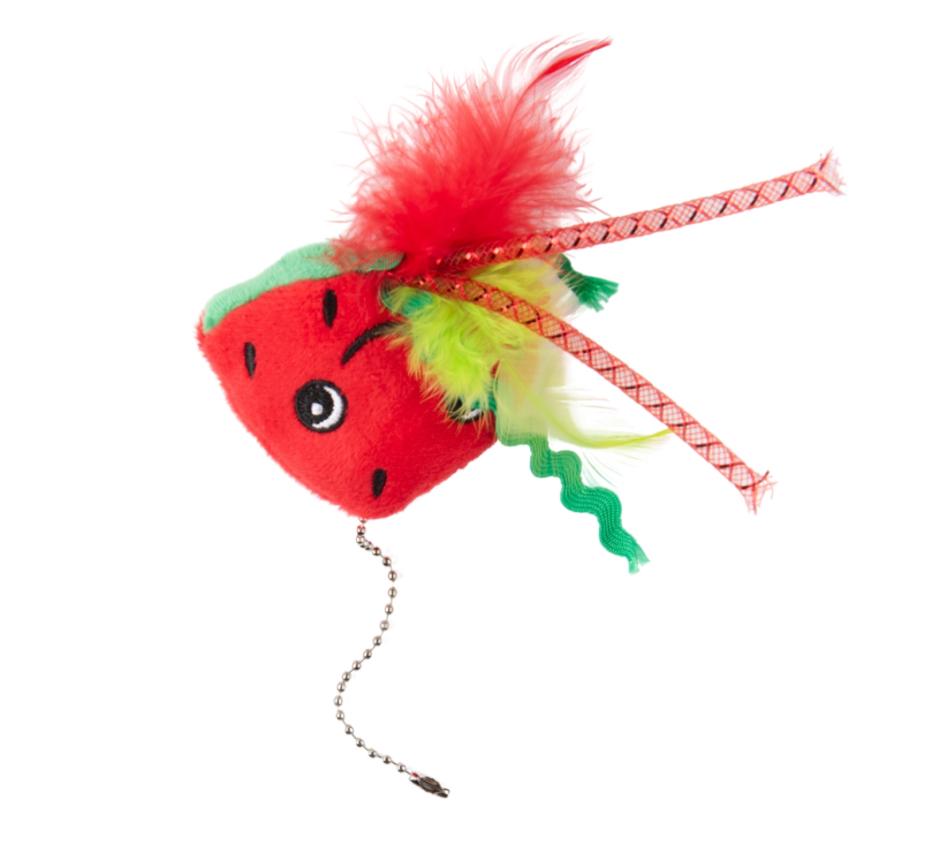 Игрушка для кошек Mr. Kranch Арбузик плюшевый с кошачьей мятой и перышками 16 см